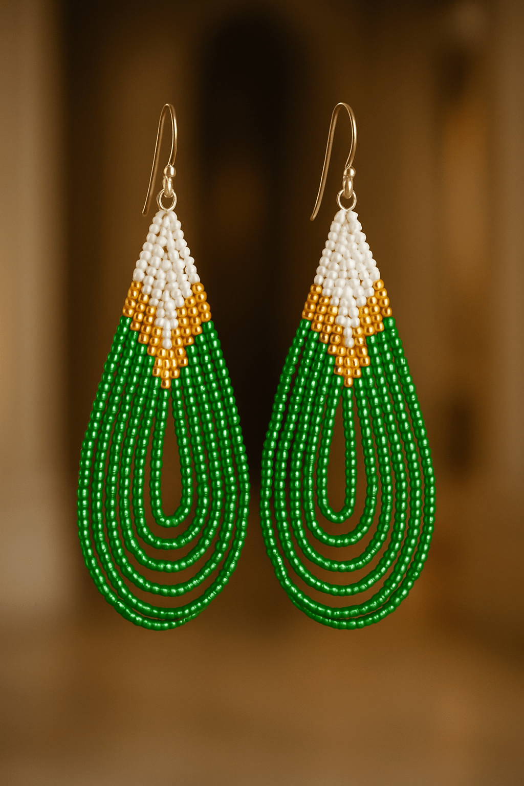 Handmade Maasai Beaded Earrings - Imagen 4